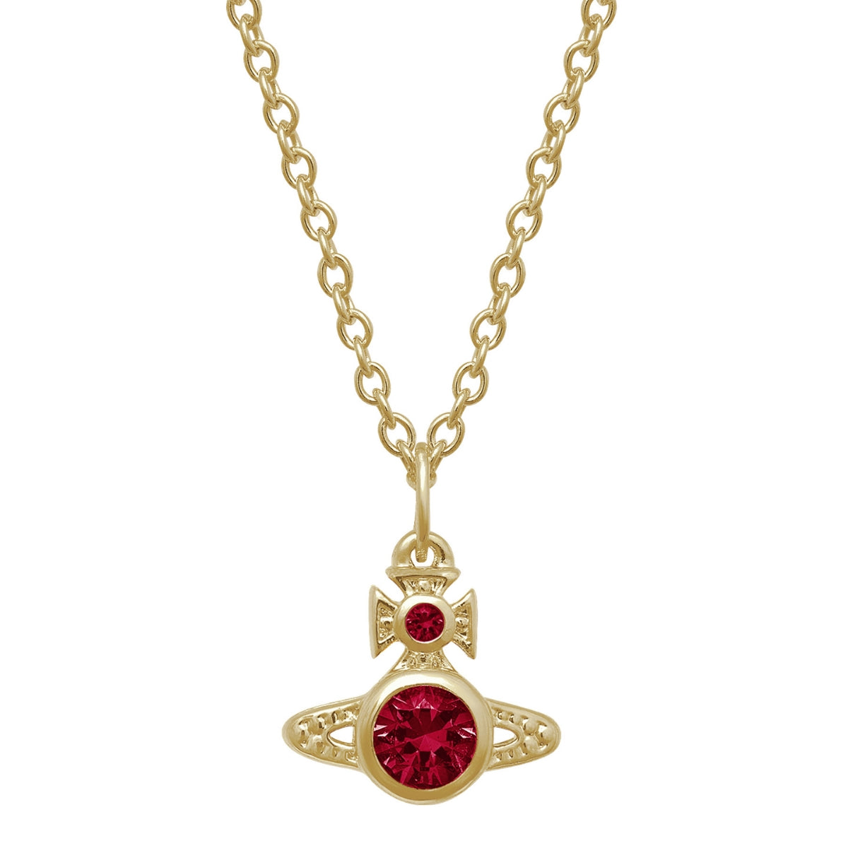 Vivienne Westwood Gold Red CZ London Orb Necklace