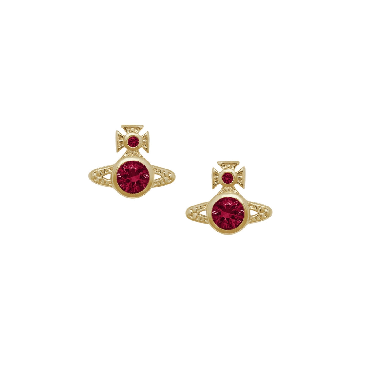 Vivienne Westwood Gold Red CZ London Orb Studs