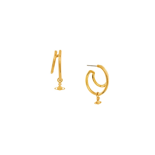 Vivienne Westwood Gold Ronda Orb Charm Double Hoops