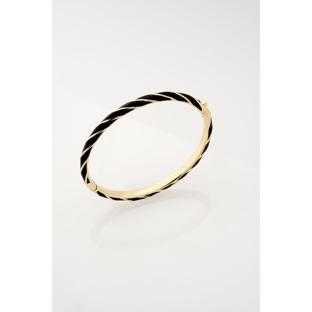 Ted Baker Gold Trinity Twist Black Enamel Bangle