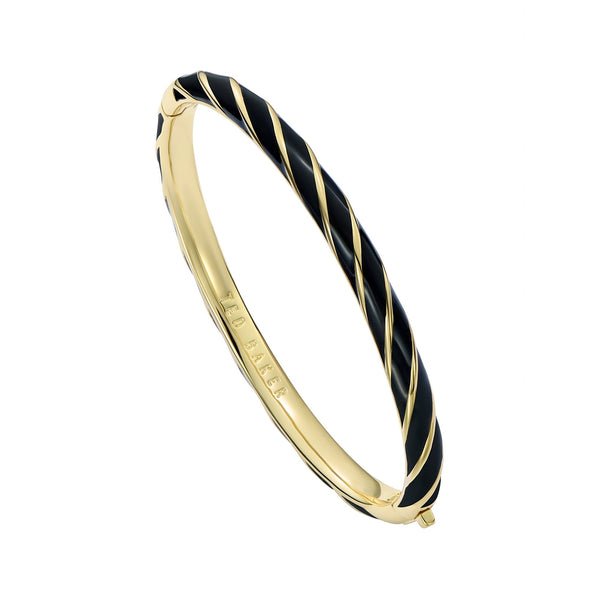 Ted Baker Gold Trinity Twist Black Enamel Bangle