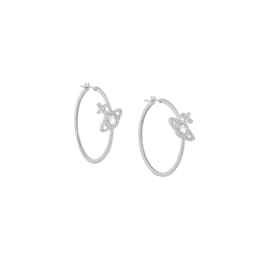 Vivienne Westwood Silver Olympia CZ Hoop Earrings