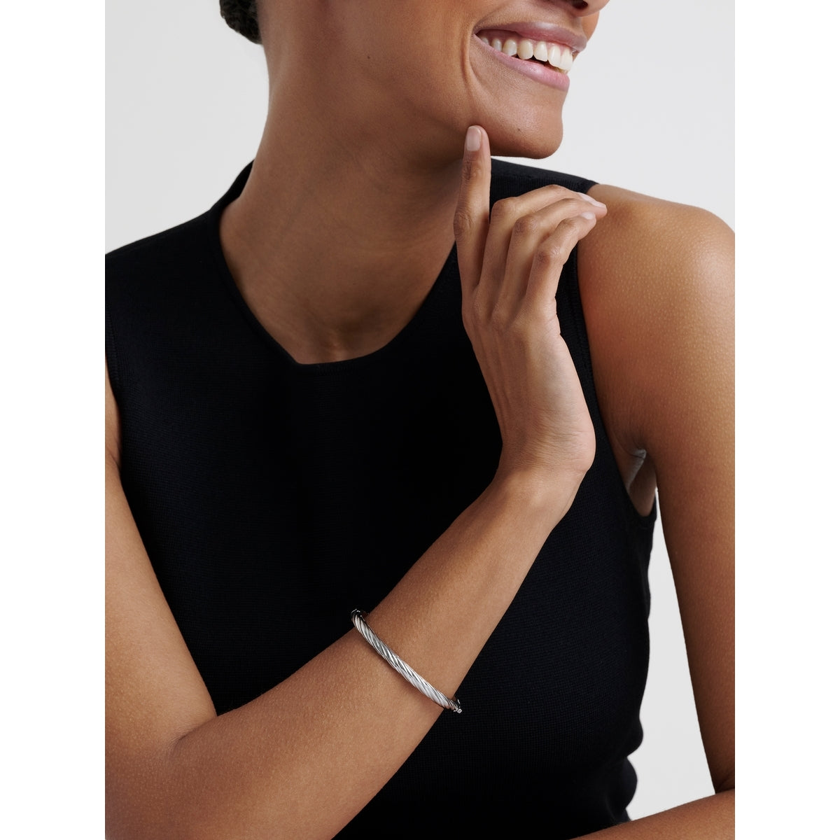 Ted Baker Silver Torvi Crystal Twist Bangle