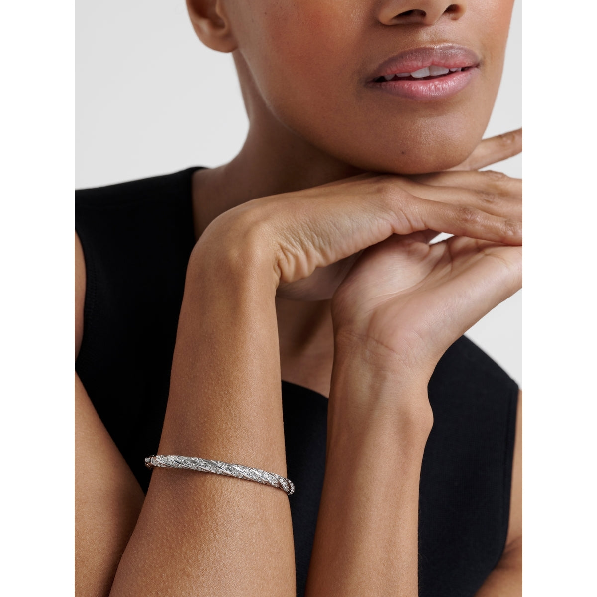 Ted Baker Silver Torvi Crystal Twist Bangle