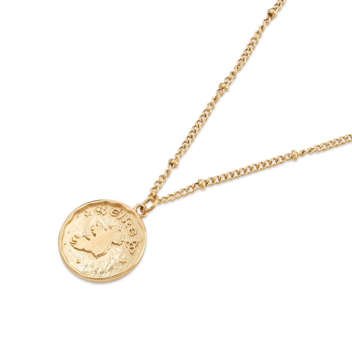 Over & Over Gold 14k Stainless Steel Éire Coin Necklace