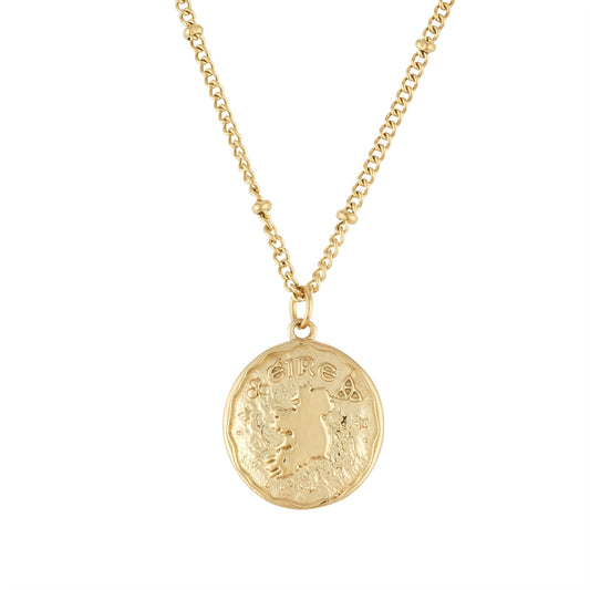 Over & Over Gold 14k Stainless Steel Éire Coin Necklace