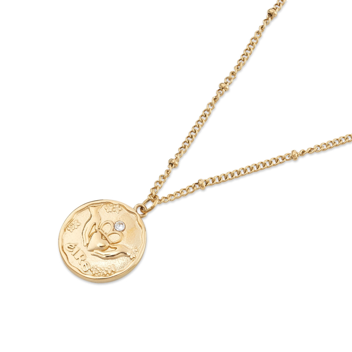Over & Over Gold 14k Stainless Steel Claddagh Coin Necklace
