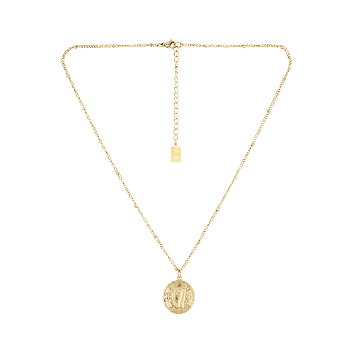 Over & Over Gold 14k Stainless Steel Harp Coin Necklace