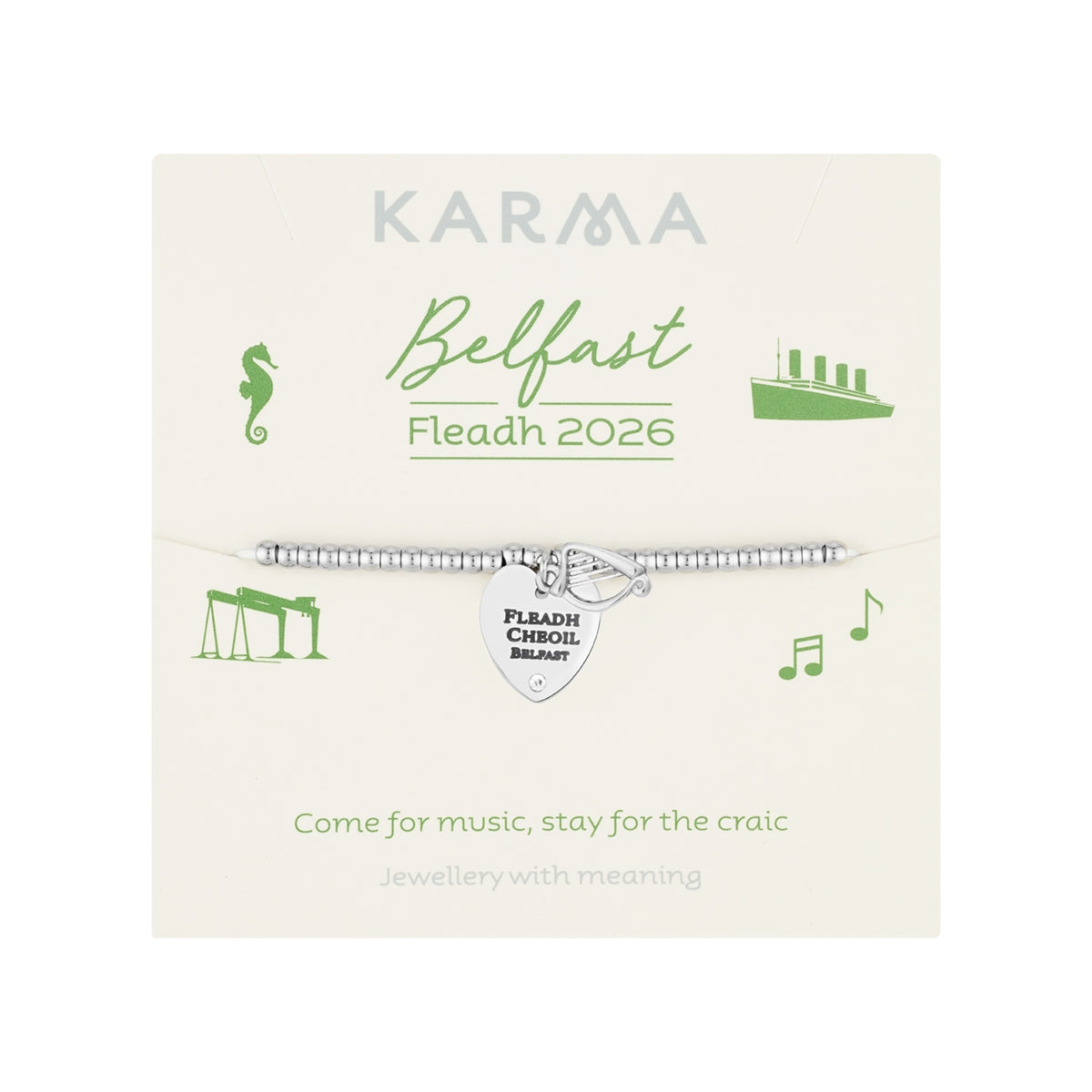 Karma Silver Stainless Steel Fleadh Heart Bracelet