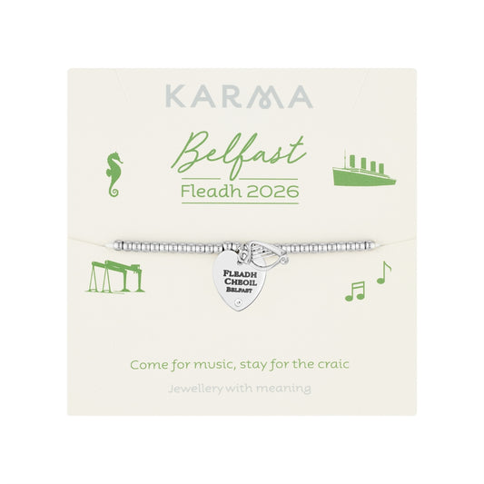 Karma Silver Stainless Steel Fleadh Heart Bracelet