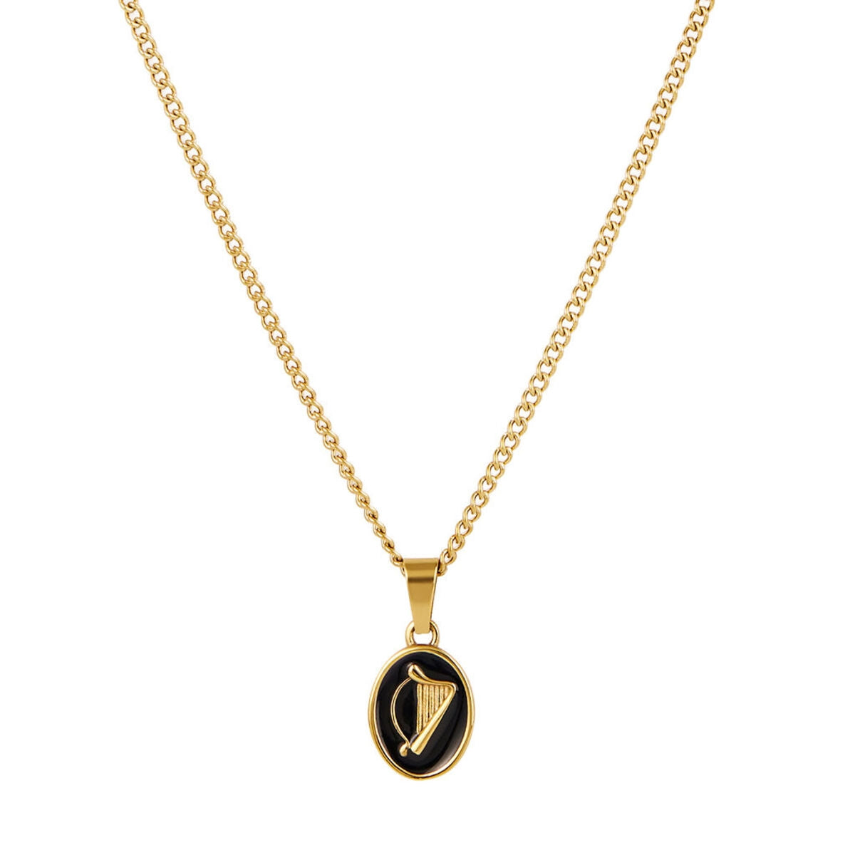 Over & Over Gold 14k Stainless Steel Enamel Harp Necklace