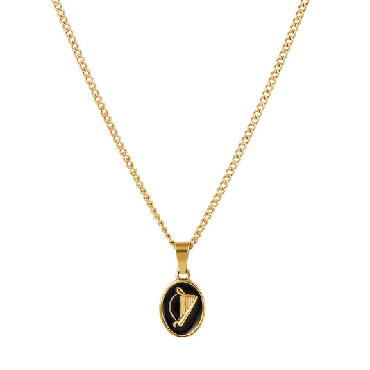 Over & Over Gold 14k Stainless Steel Enamel Harp Necklace