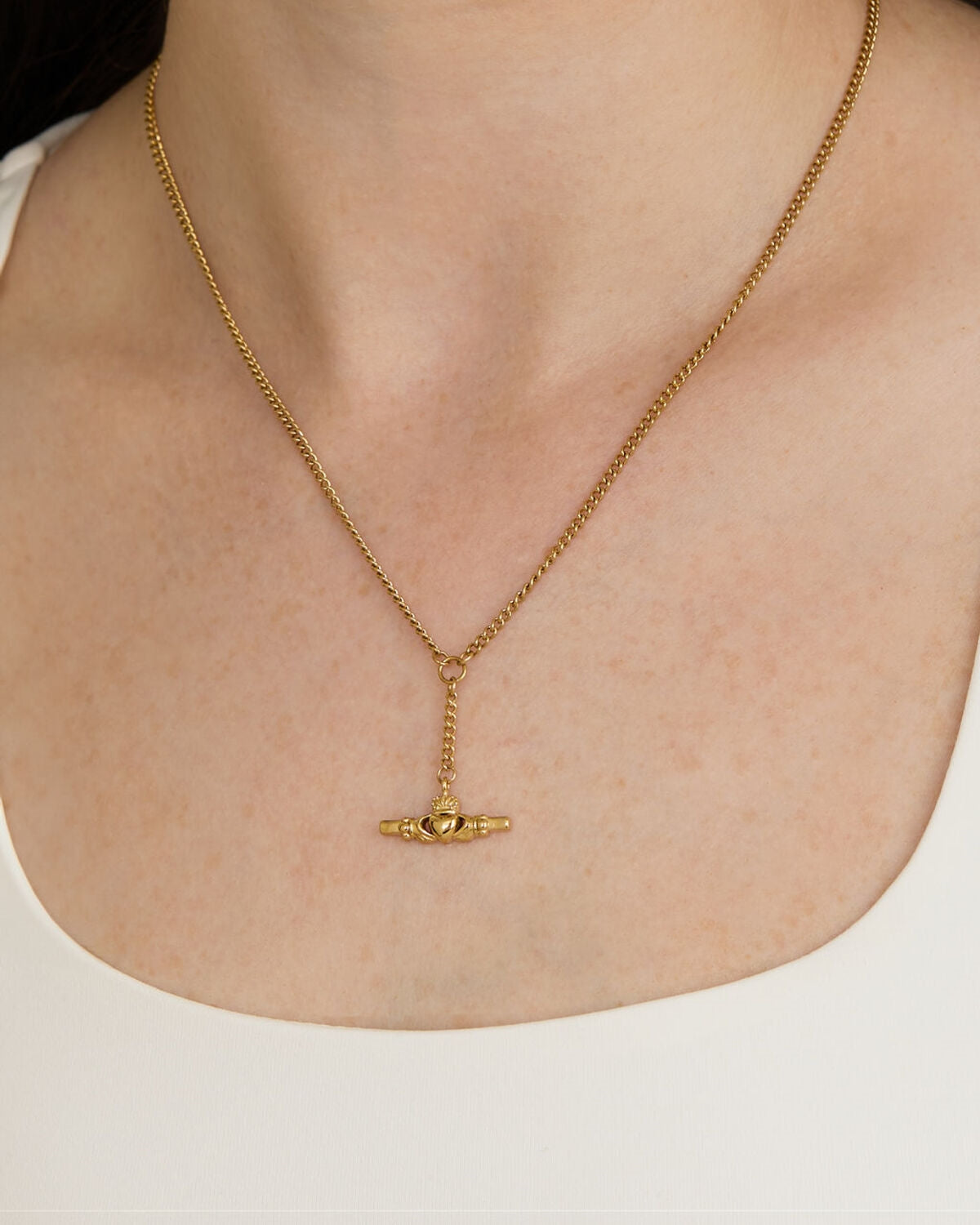 Over & Over Gold 14k Stainless Steel T-bar Necklace