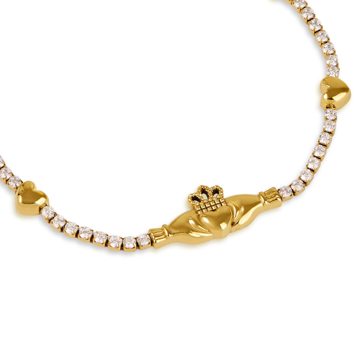 Over & Over Gold 14k Tennis Claddagh Bracelet