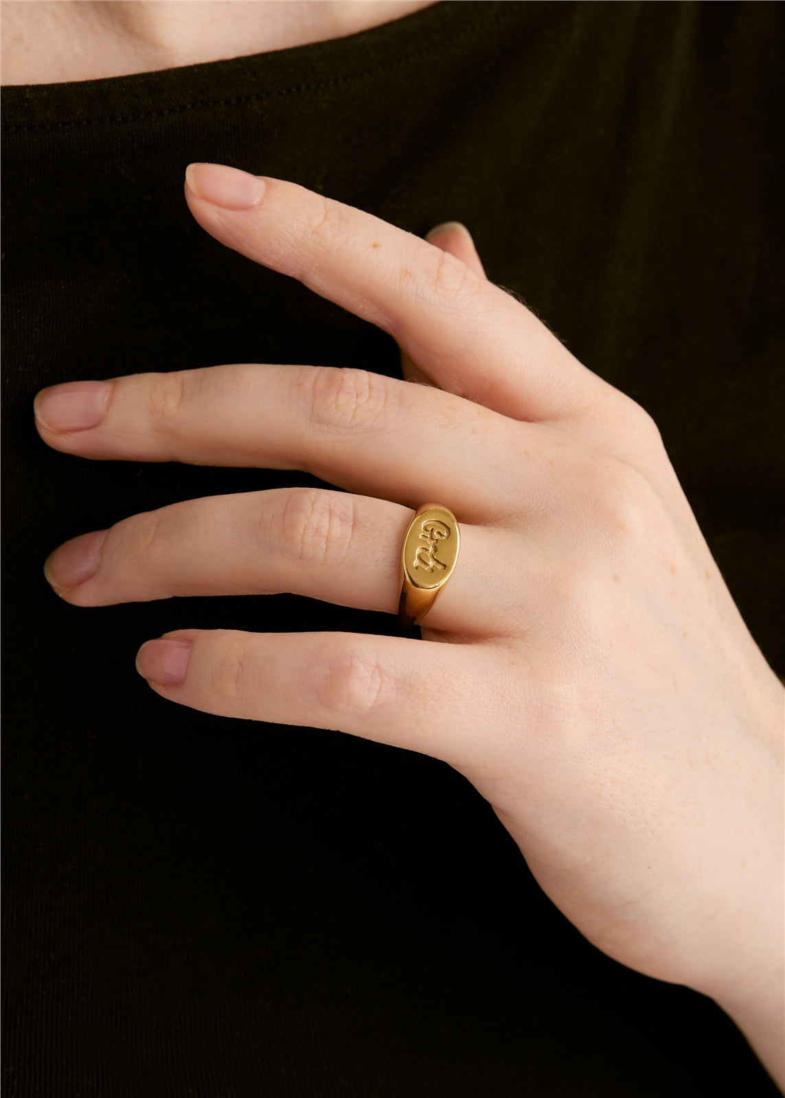 Over & Over Gold 14k Stainless Steel Grá Ring