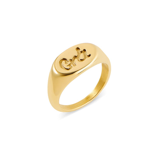 Over & Over Gold 14k Stainless Steel Grá Ring