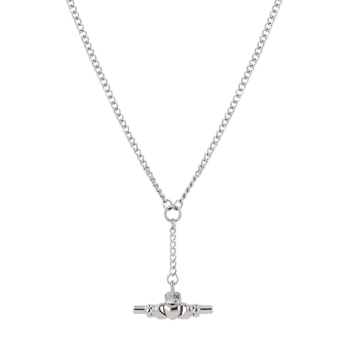 Over & Over Silver Stainless Steel T-bar Necklace