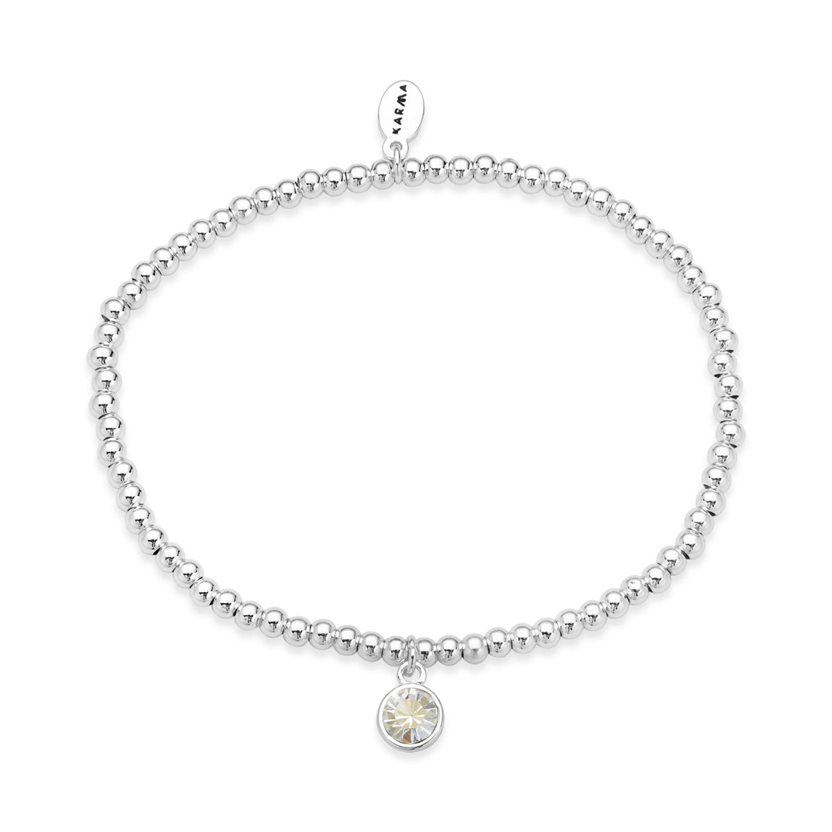 Karma Silver April Stretch Birthstone Bracelet