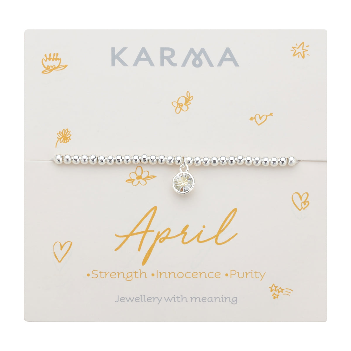 Karma Silver April Stretch Birthstone Bracelet