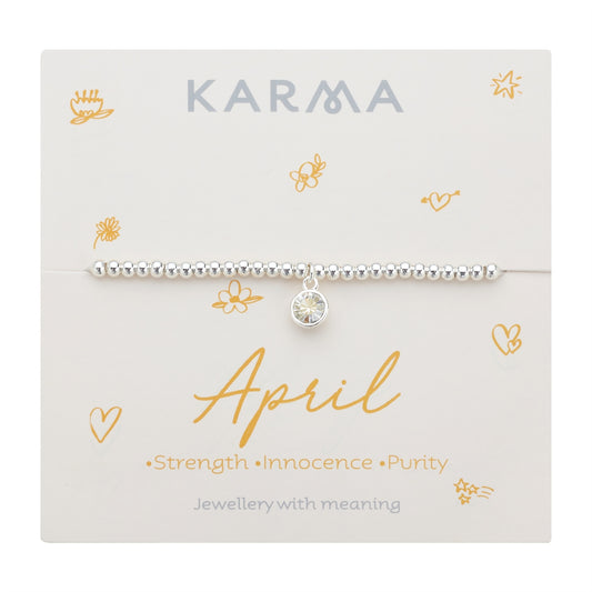 Karma Silver April Stretch Birthstone Bracelet