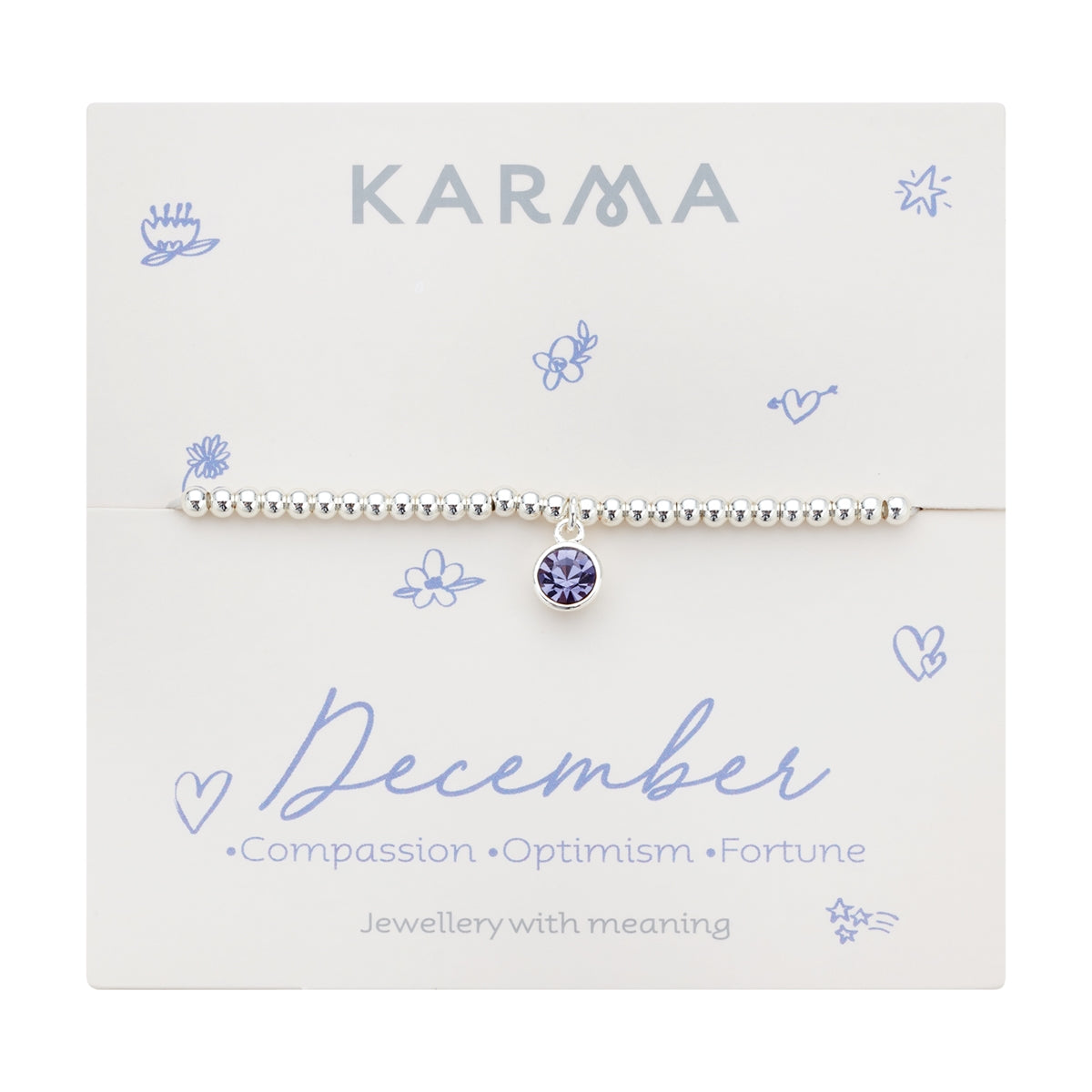 Karma Silver December Stretch Birthstone Bracelet