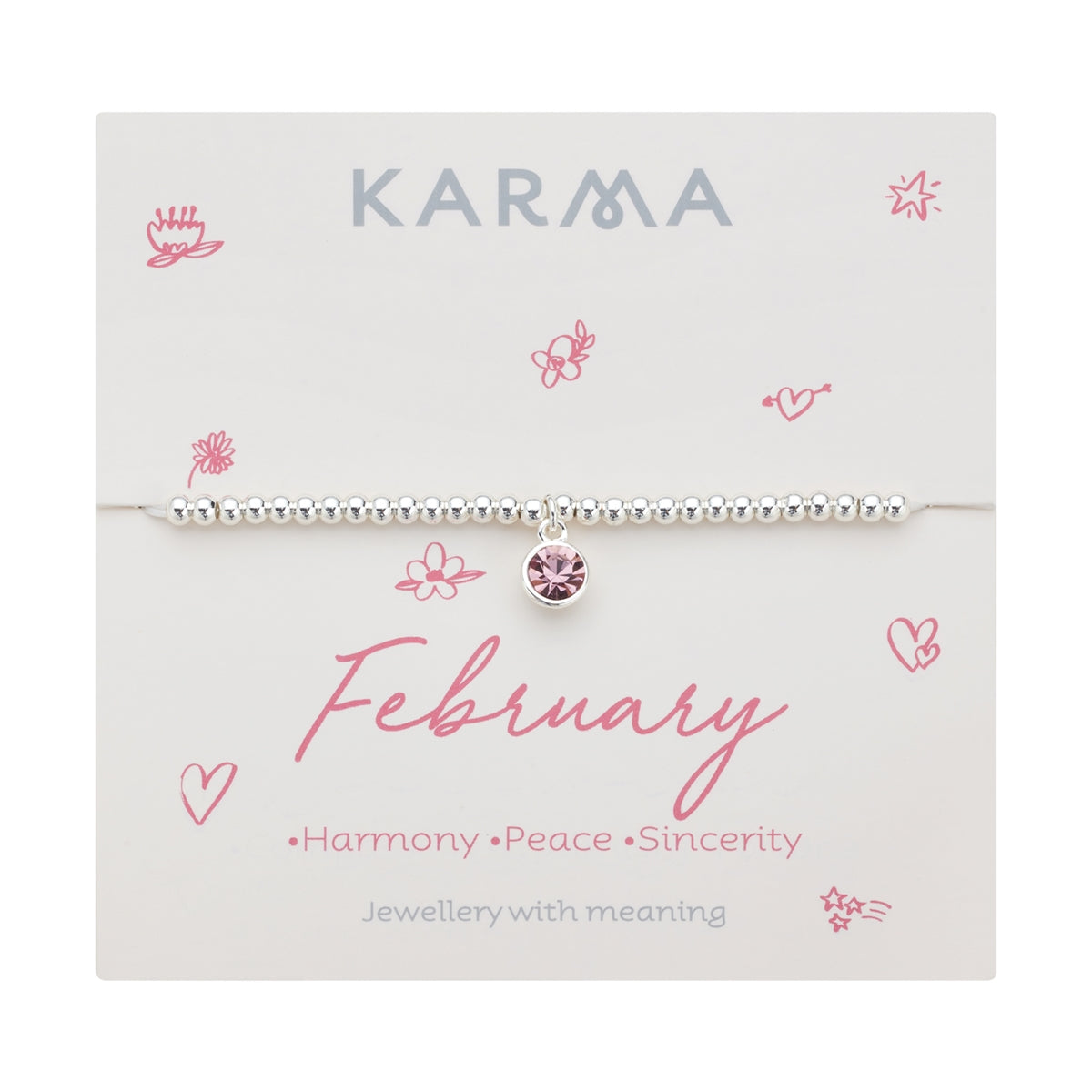 Karma Silver February Stretch Birthstone Bracelet