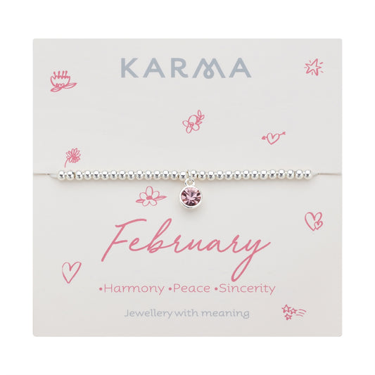 Karma Silver February Stretch Birthstone Bracelet