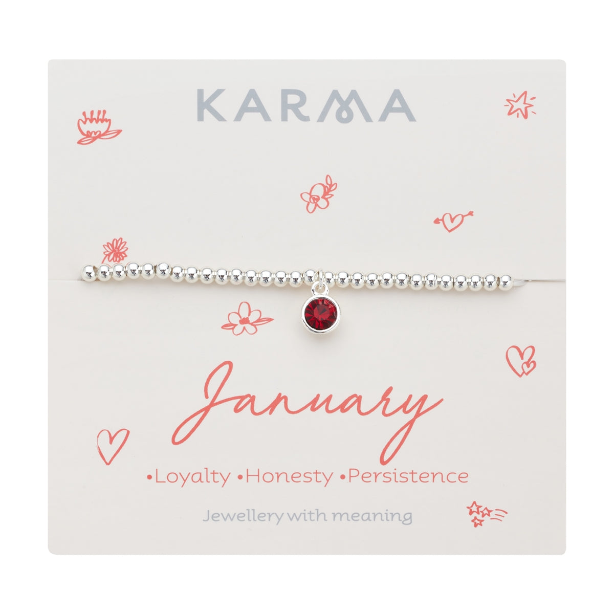 Karma Silver January Stretch Birthstone Bracelet