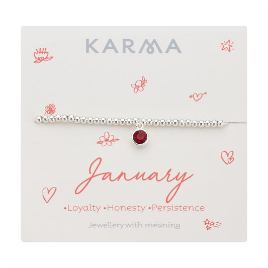 Karma Silver January Stretch Birthstone Bracelet