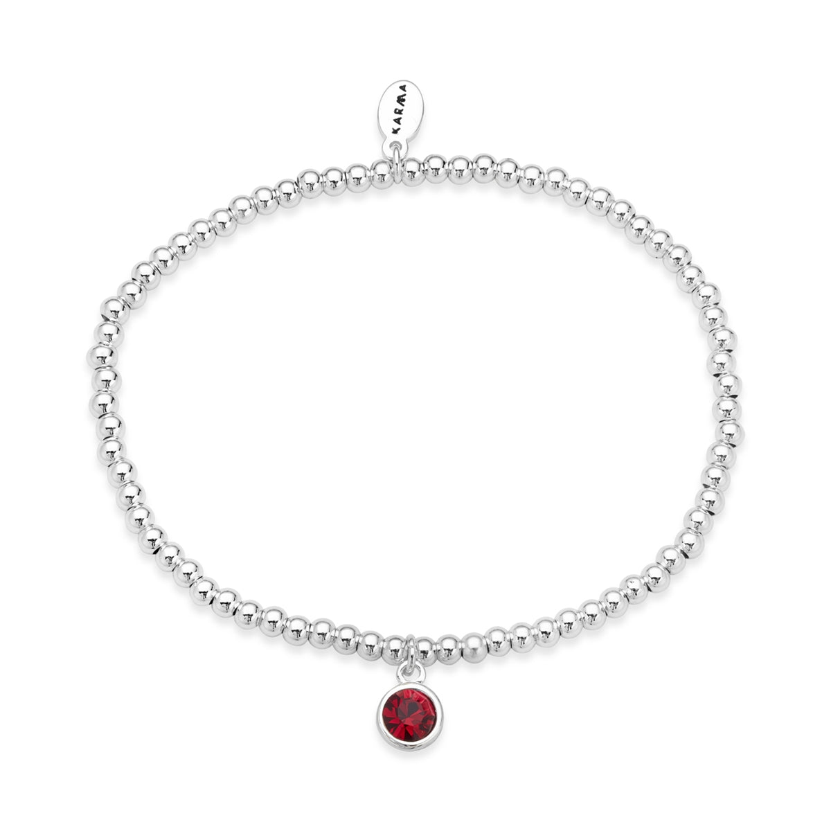 Karma Silver July Stretch Birthstone Bracelet