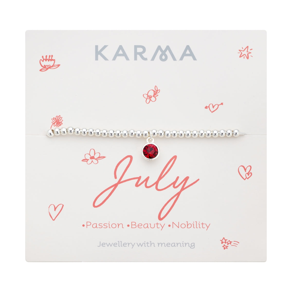 Karma Silver July Stretch Birthstone Bracelet