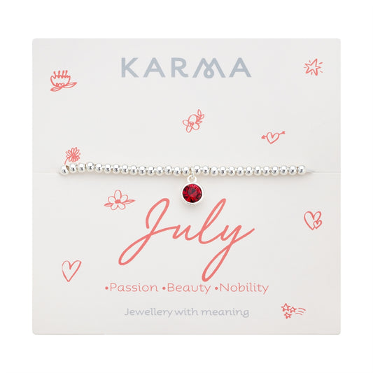 Karma Silver July Stretch Birthstone Bracelet