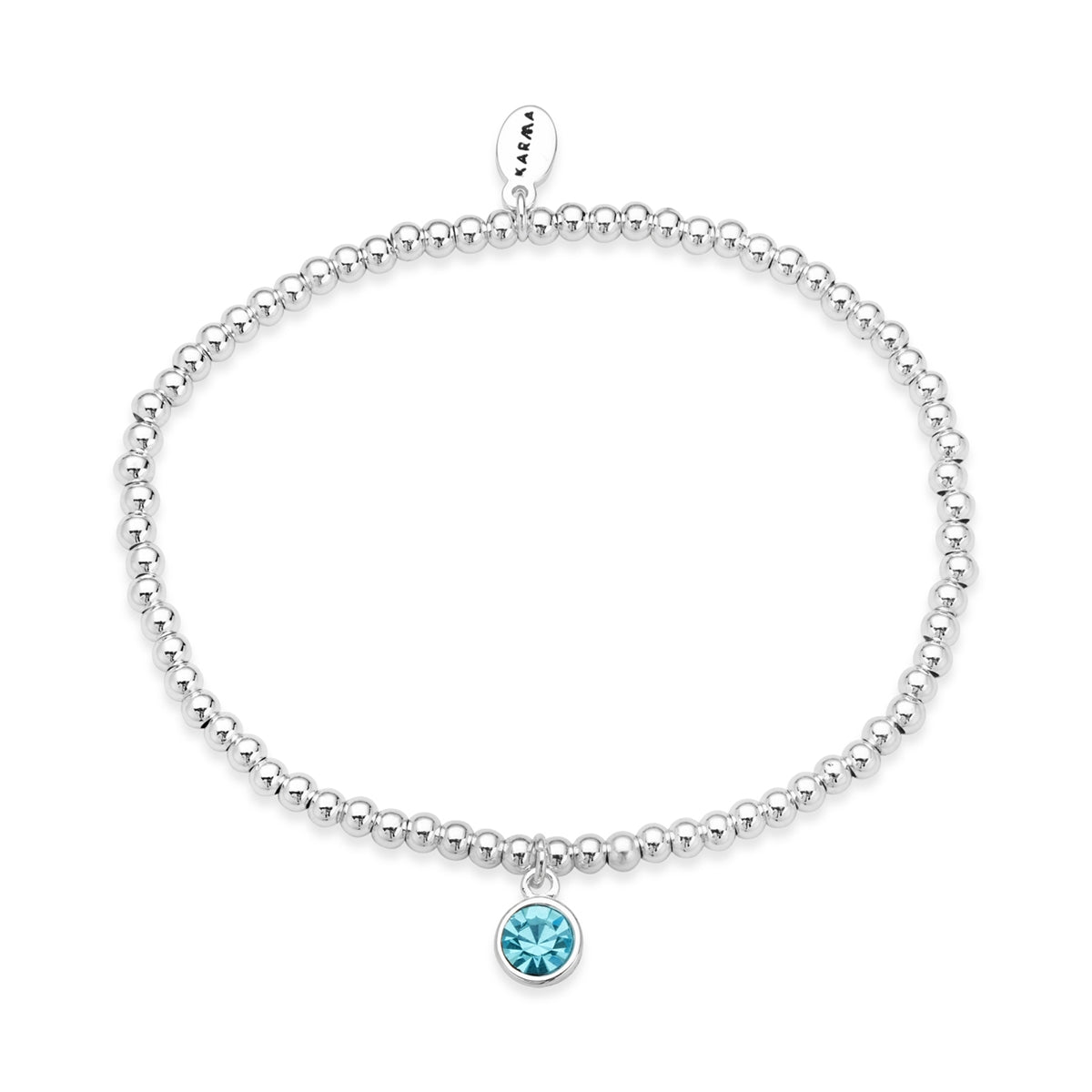 Karma Silver March Stretch Birthstone Bracelet