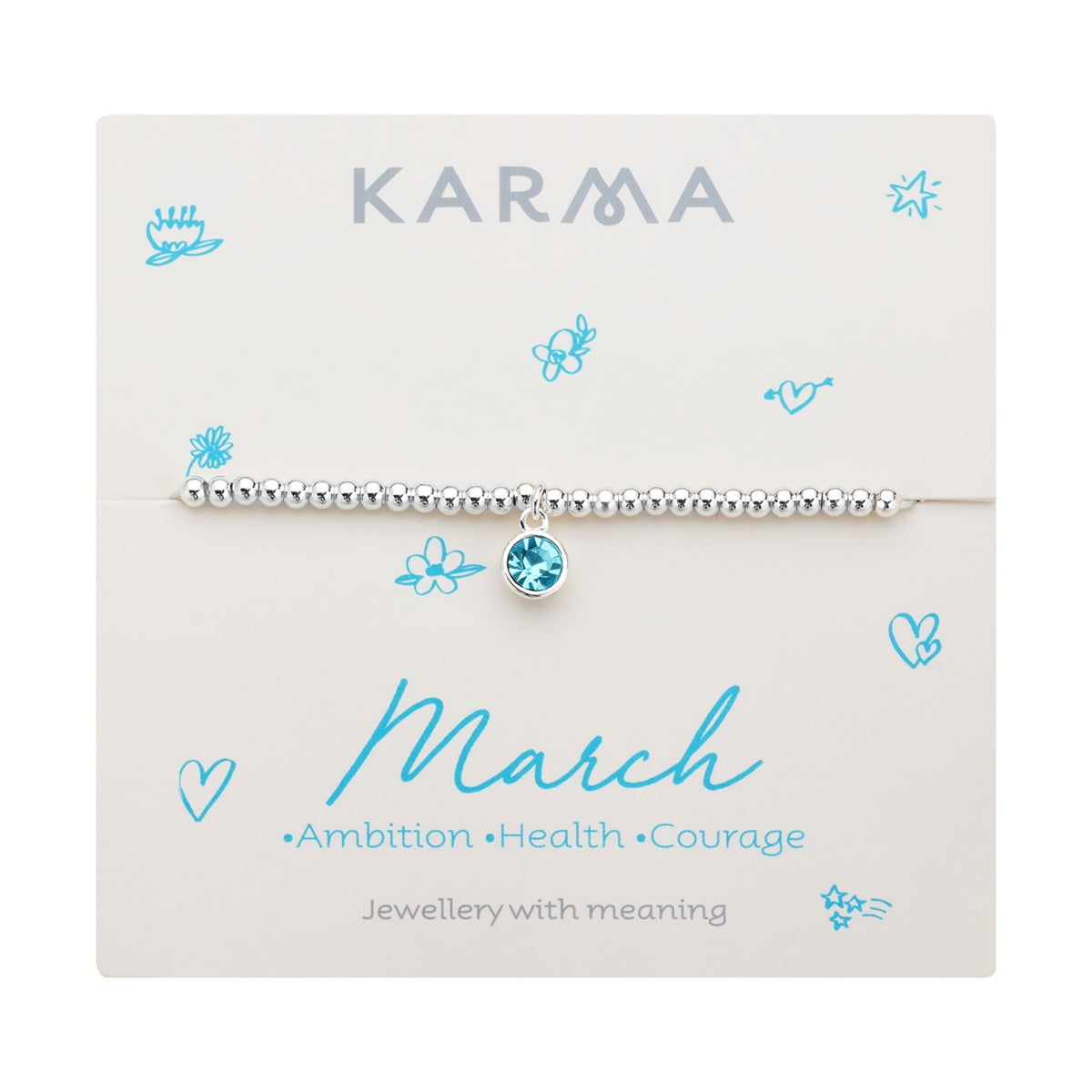 Karma Silver March Stretch Birthstone Bracelet