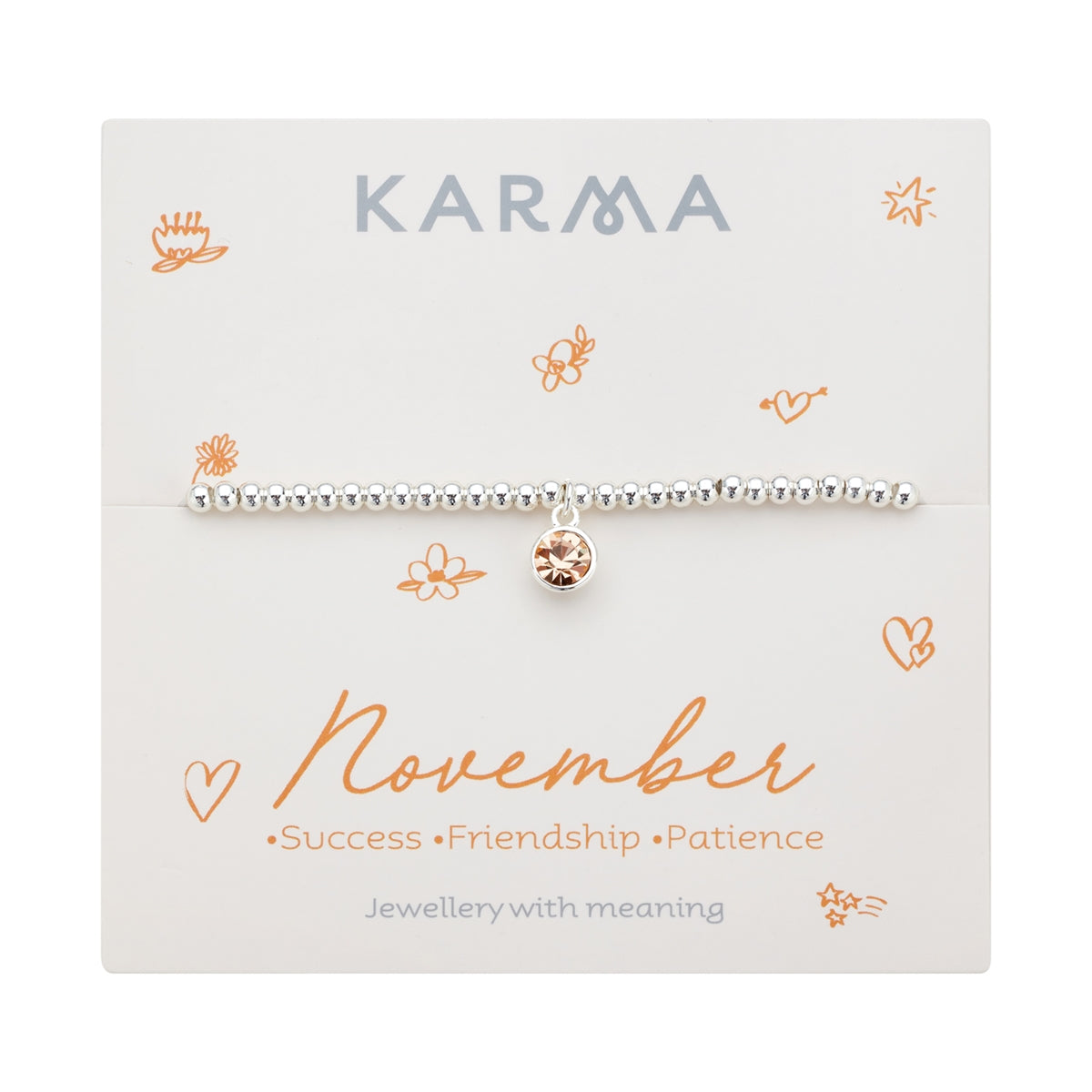 Karma Silver November Stretch Birthstone Bracelet