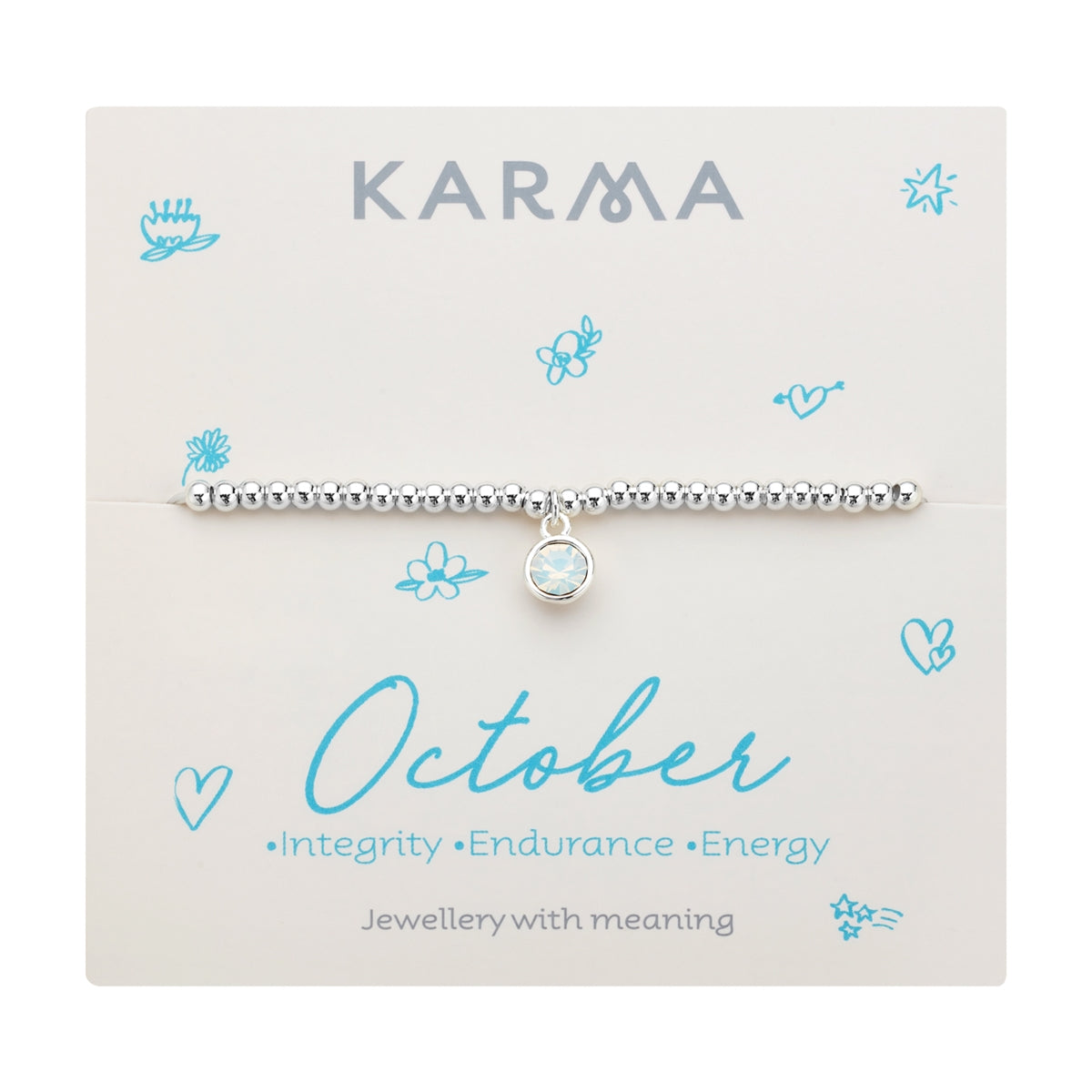 Karma Silver October Stretch Birthstone Bracelet