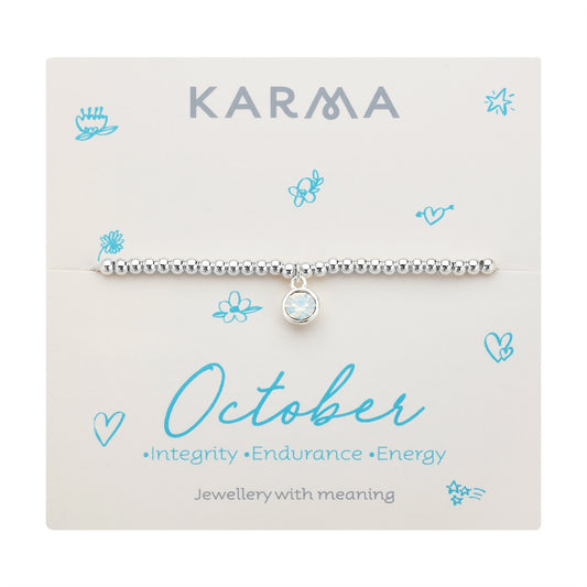 Karma Silver October Stretch Birthstone Bracelet