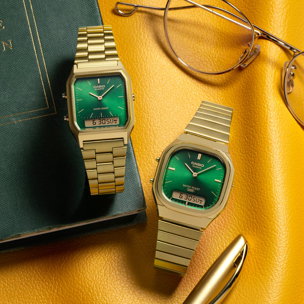 Casio AQ-230GA-3AMQYES Vintage Gold Green Watch
