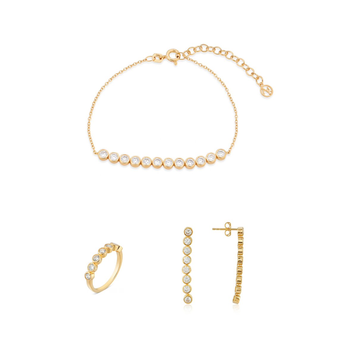 Argento Gold 18k Plated Bezel CZ Gift Set