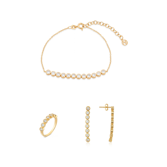 Argento Gold 18k Plated Bezel CZ Gift Set