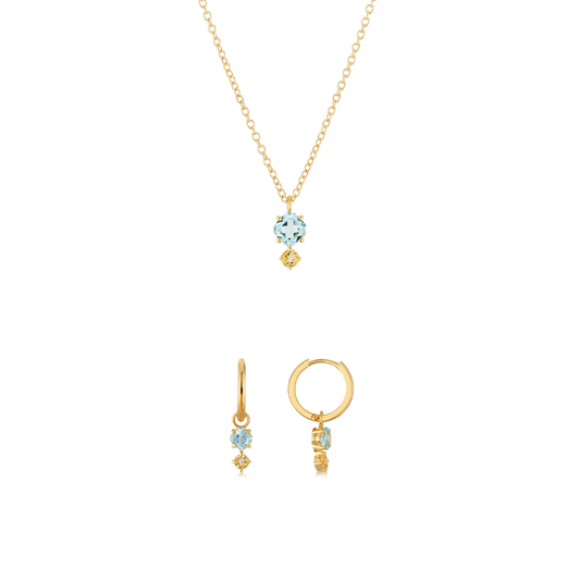 Argento Gold 18k Plated Blue Topaz Citrine Gift Set