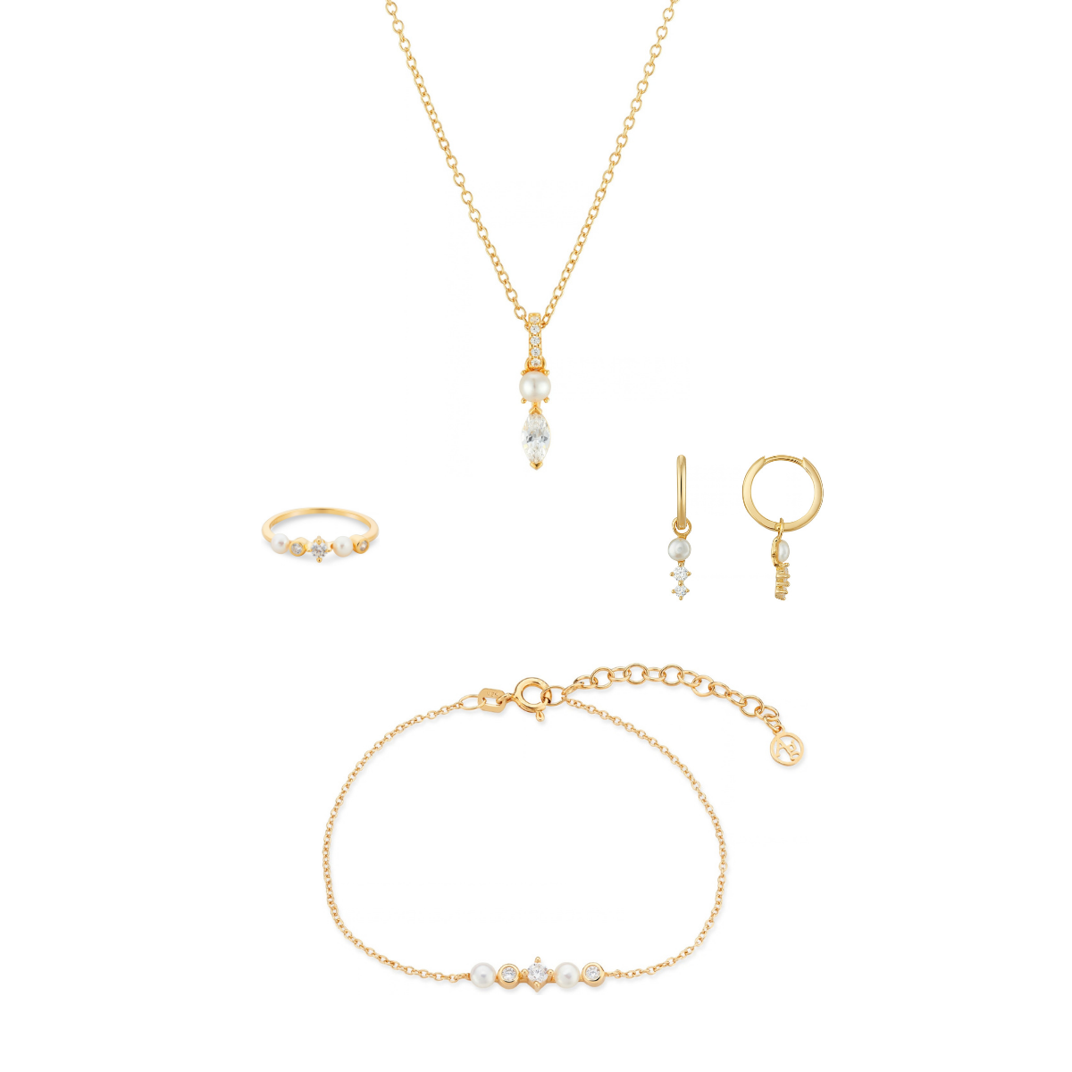 Argento Gold Freshwater Pearl Marquise Gift Set