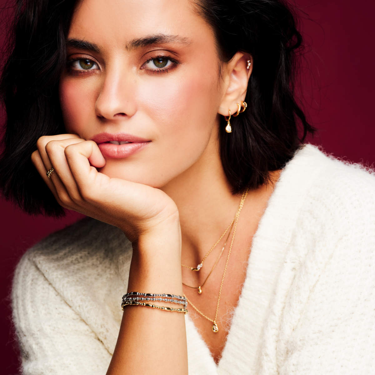 Argento 18k Gold Plated Molten Metal CZ Necklace