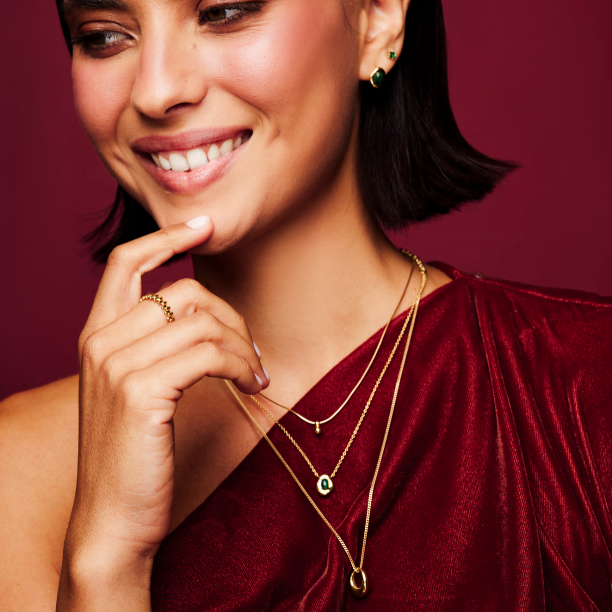 Argento Gold Flat Chain Ball Necklace