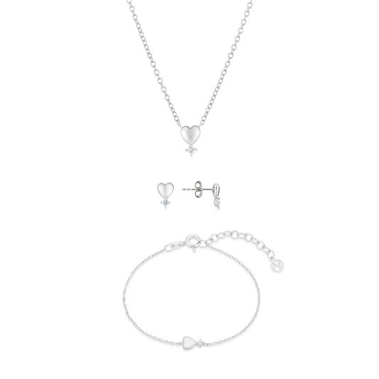 Argento Silver Kids Heart Diamanté CZ Gift Set