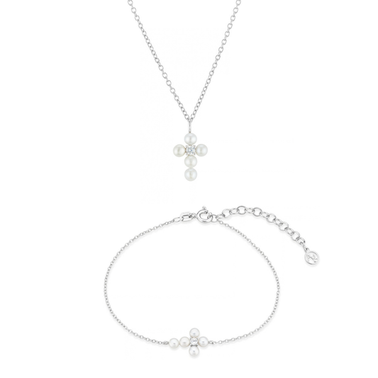 Argento Silver Pearl Cross Gift Set