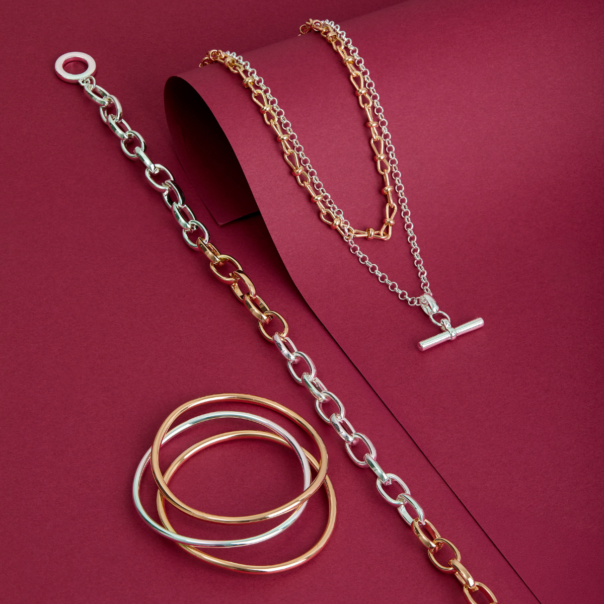 August Woods Two-Tone Large Link Chain Necklace