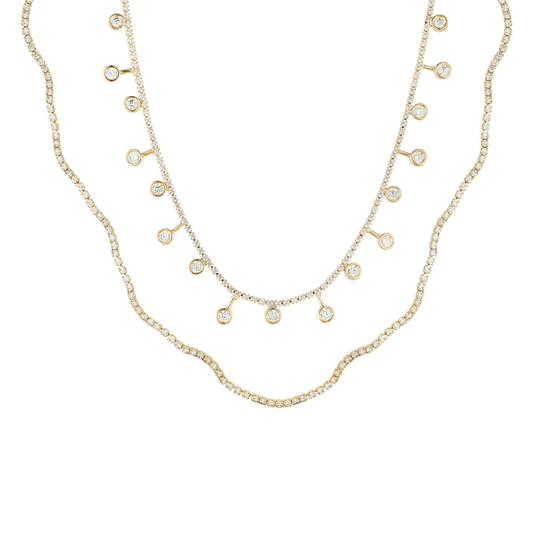 August Woods Gold Cluster Charm Tennis Necklace Set