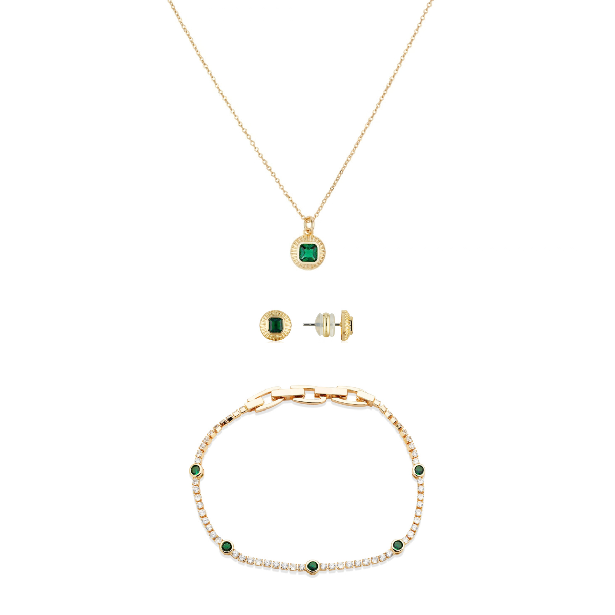 August Woods Gold Green Bezel Gift Set