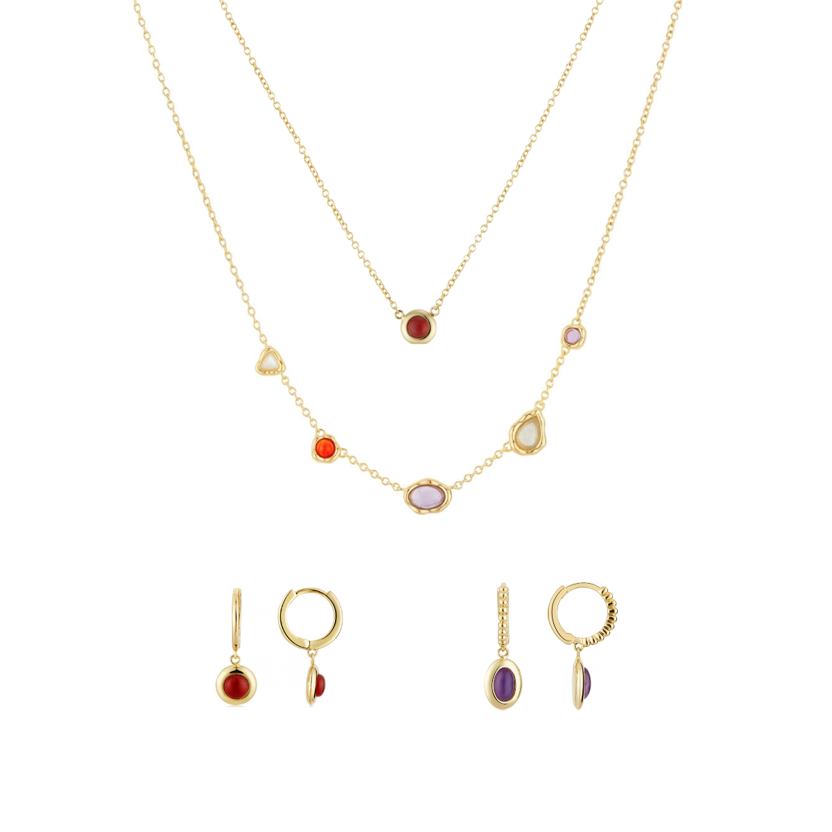 August Woods Gold Mixed Semi-Precious Gift Set